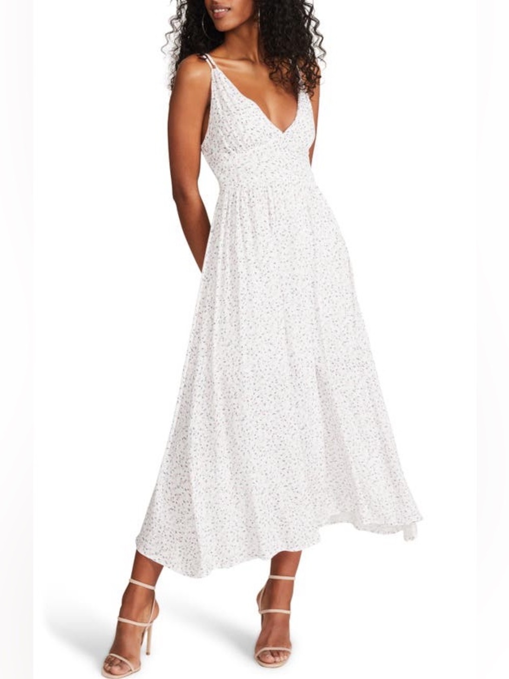 BB Dakota Sunday’s Best Floral Maxi Dress Babydoll White Purple Med Romantic